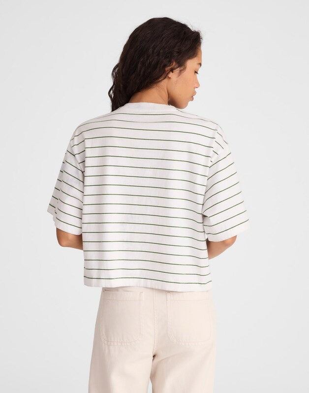 The Boxy Crop Tee in Allday Jersey FRENCH STRIPE KNITS