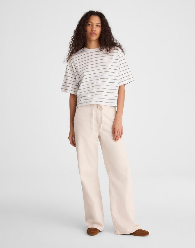 The Boxy Crop Tee in Allday Jersey FRENCH STRIPE KNITS