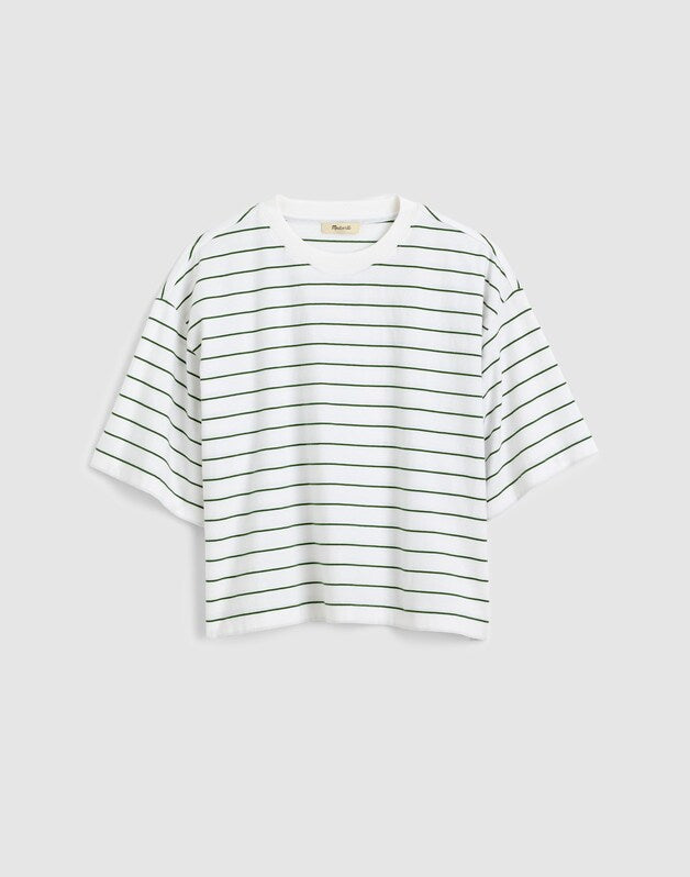 The Boxy Crop Tee in Allday Jersey FRENCH STRIPE KNITS
