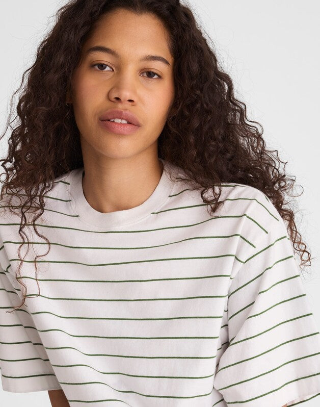 The Boxy Crop Tee in Allday Jersey FRENCH STRIPE KNITS