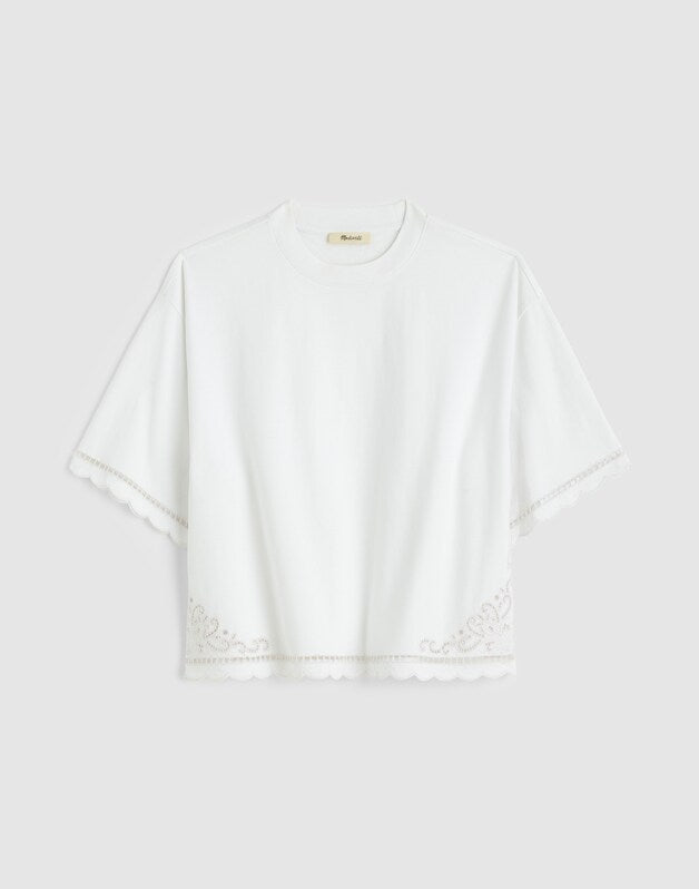 The Boxy Crop Tee in Allday Jersey WHITE