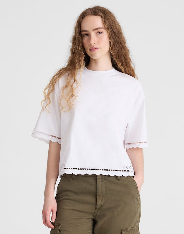 The Boxy Crop Tee in Allday Jersey WHITE