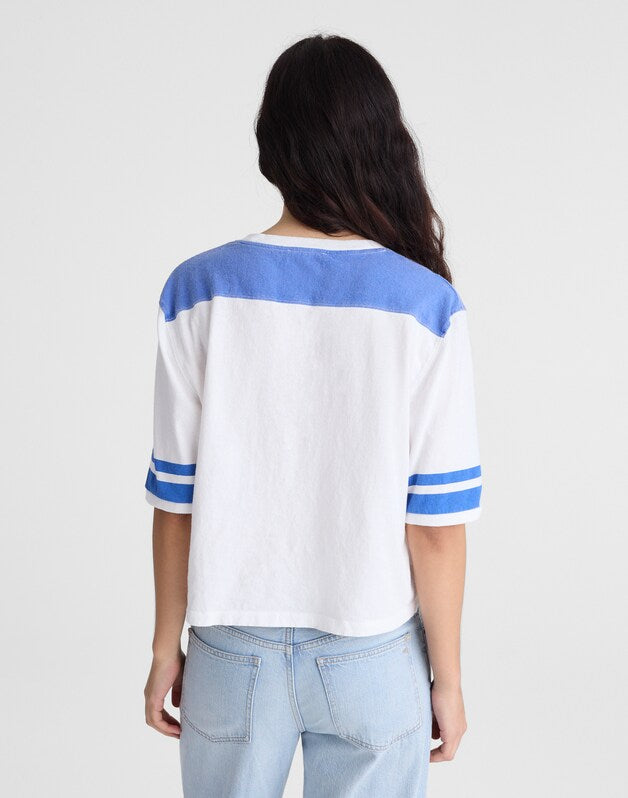 The Relaxed Varsity Tee in Vintage Jersey VARSITY BLUE
