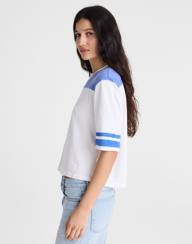 The Relaxed Varsity Tee in Vintage Jersey VARSITY BLUE