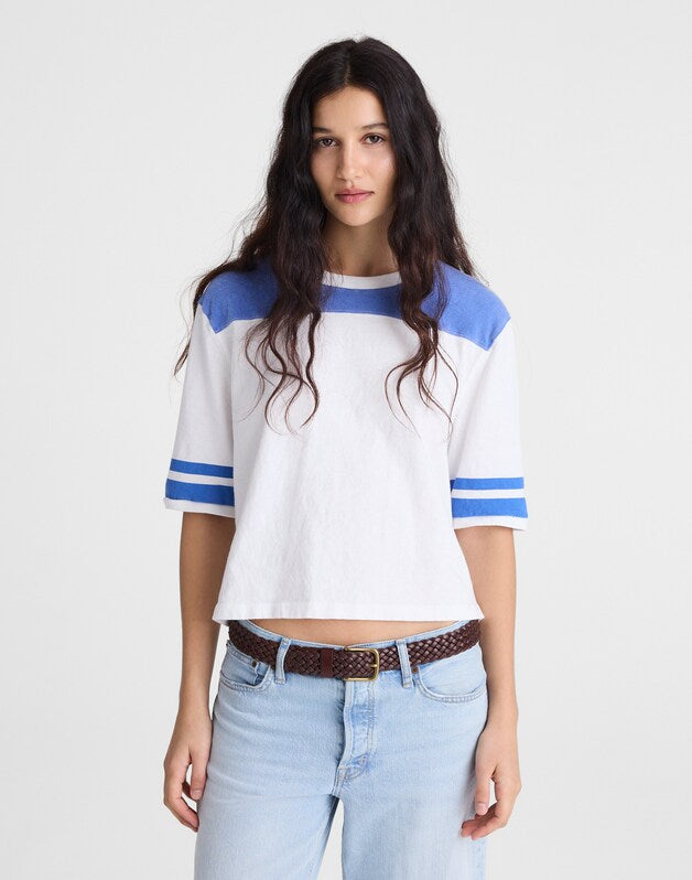The Relaxed Varsity Tee in Vintage Jersey VARSITY BLUE