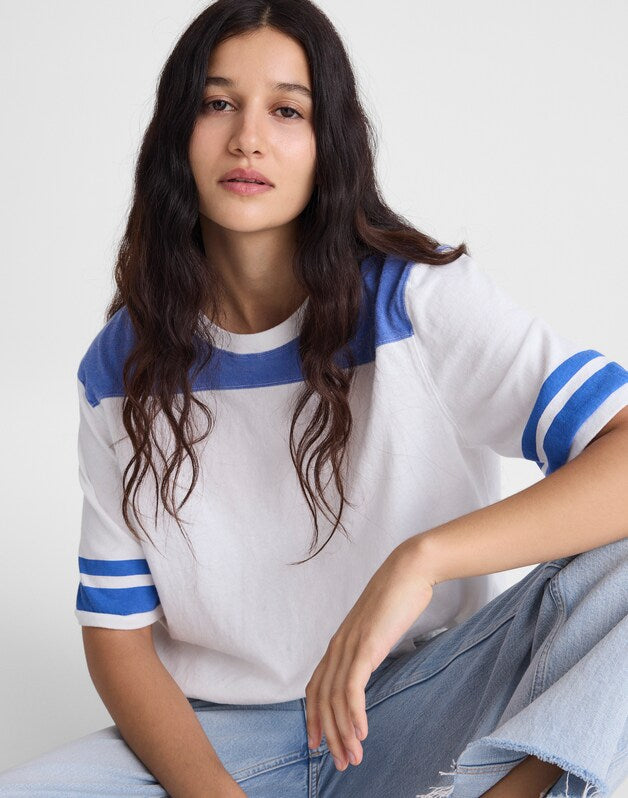 The Relaxed Varsity Tee in Vintage Jersey VARSITY BLUE