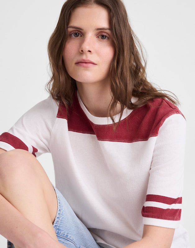 The Relaxed Varsity Tee in Vintage Jersey VARSITY RED