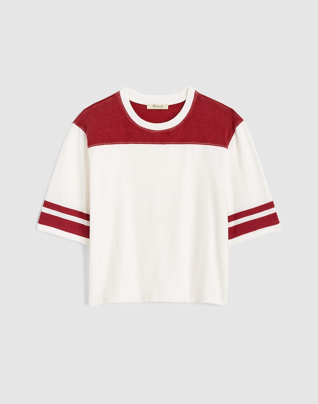 The Relaxed Varsity Tee in Vintage Jersey VARSITY RED