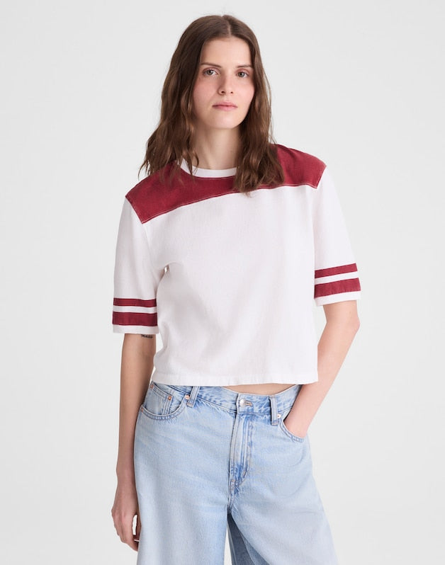 The Relaxed Varsity Tee in Vintage Jersey VARSITY RED
