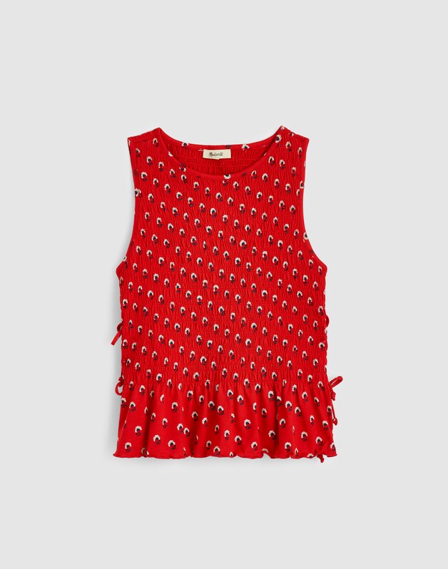 Side-Tie Smocked Tank ENAMEL RED