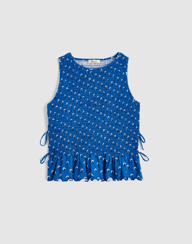 Side-Tie Smocked Tank RETRO BLUE