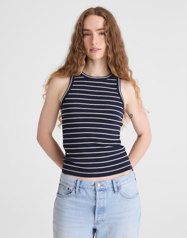 The Essential Tank in Utility Rib CLASSIC NAVY