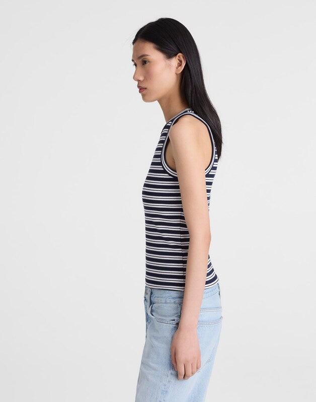 The Essential Tank in Utility Rib NAVY