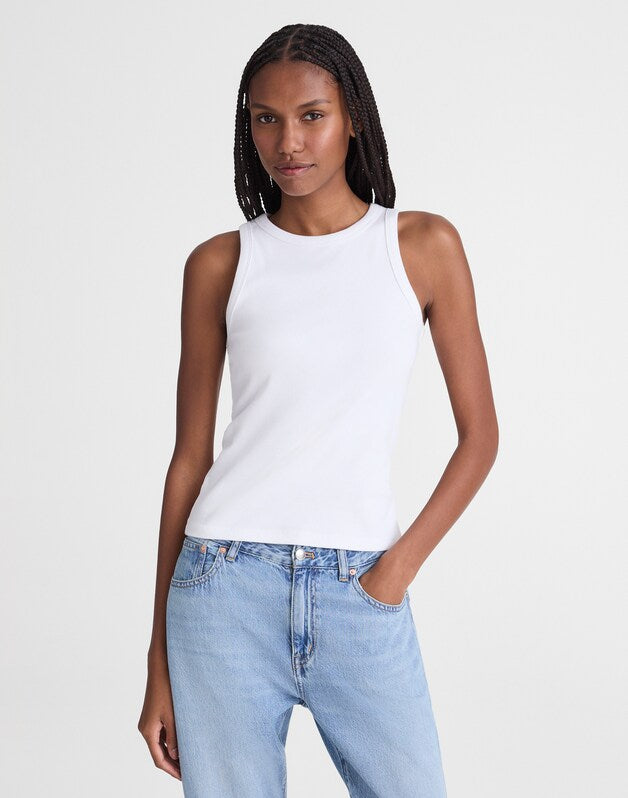 The Essential Tank in Utility Rib WHITE