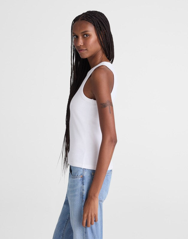 The Essential Tank in Utility Rib WHITE