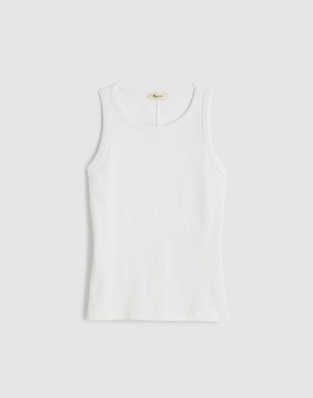 The Essential Tank in Utility Rib WHITE