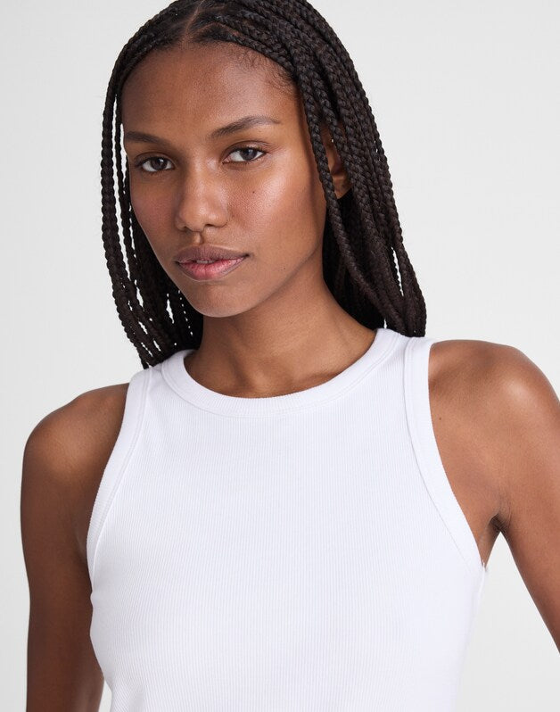 The Essential Tank in Utility Rib WHITE