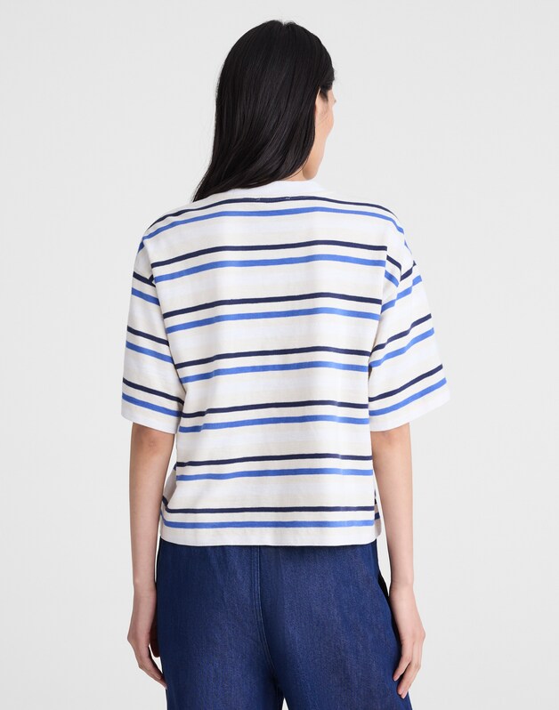The Easy Crewneck Short-Sleeve Tee VARIEGATED SLUB STRIPE