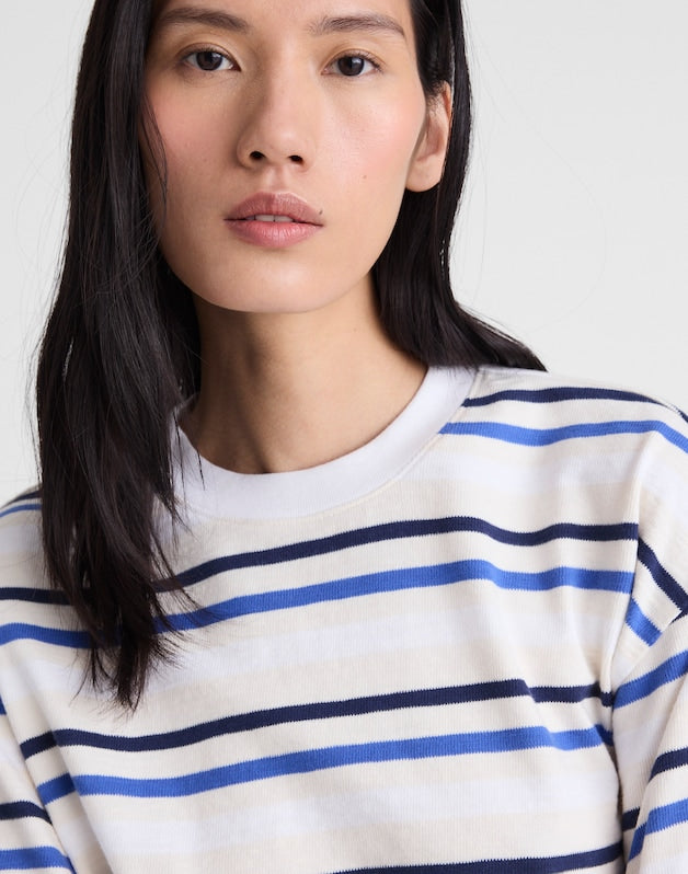The Easy Crewneck Short-Sleeve Tee VARIEGATED SLUB STRIPE