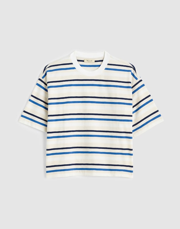 The Easy Crewneck Short-Sleeve Tee VARIEGATED SLUB STRIPE