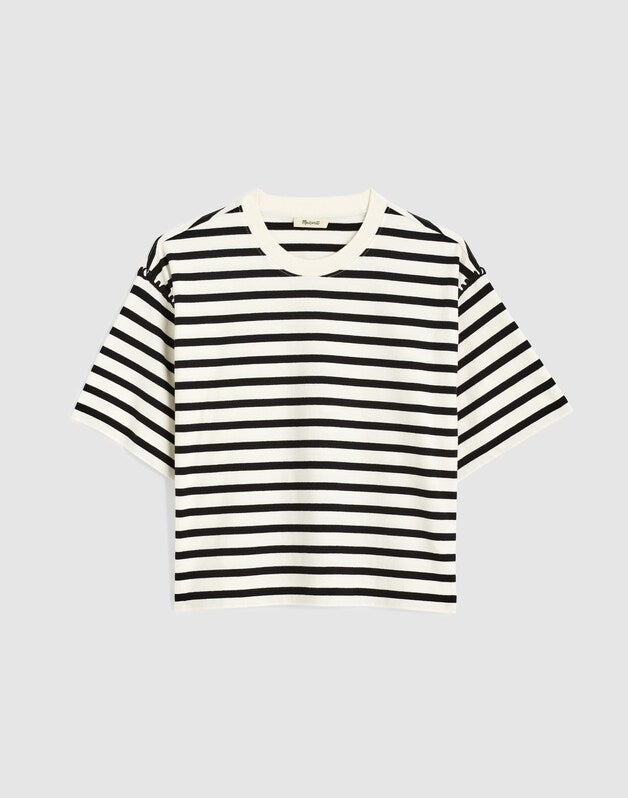 The Boxy Crop Tee in Allday Jersey BLACK TO WHITE STRIPE