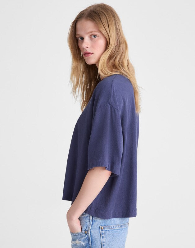 The Boxy Crop Tee in Vintage Jersey PETROL NAVY