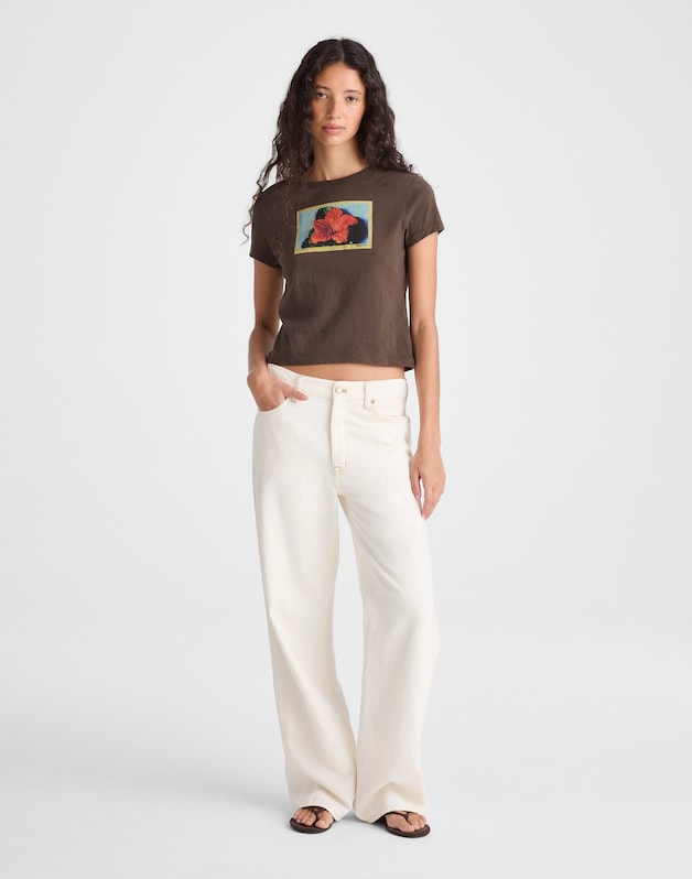 The Relaxed Baby Tee in Vintage Jersey TROPICAL GRAPHIC PRINT