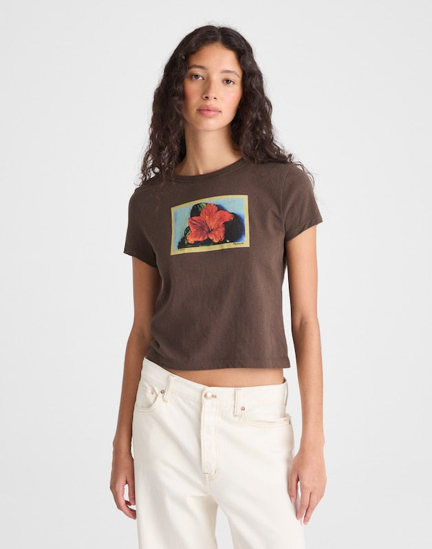 The Relaxed Baby Tee in Vintage Jersey TROPICAL GRAPHIC PRINT