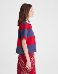 Boxy Rugby Polo VARSITY RED AND NAVY STRIPE