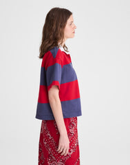 Boxy Rugby Polo VARSITY RED AND NAVY STRIPE