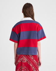 Boxy Rugby Polo VARSITY RED AND NAVY STRIPE