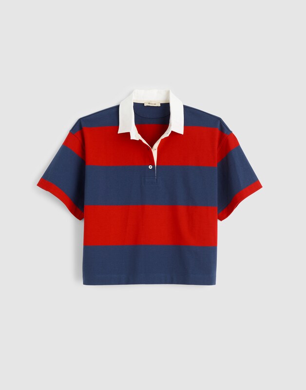 Boxy Rugby Polo VARSITY RED AND NAVY STRIPE