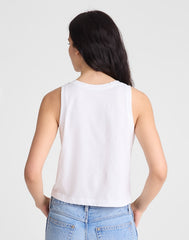 The Easy Crop Scoopneck Tank in Soft Slub WHITE
