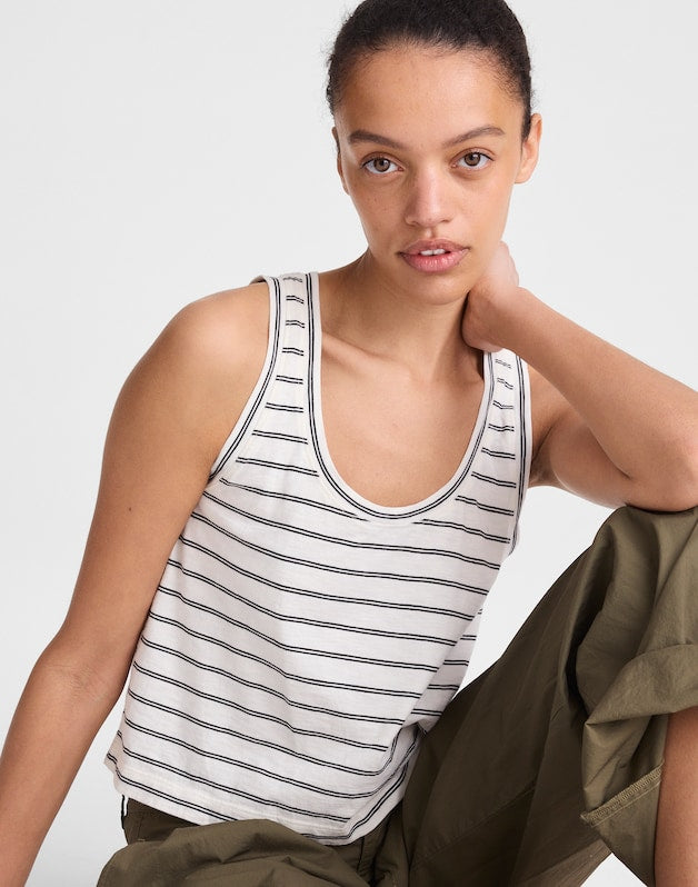 The Easy Crop Scoopneck Tank in Soft Slub LIGHTHOUSE