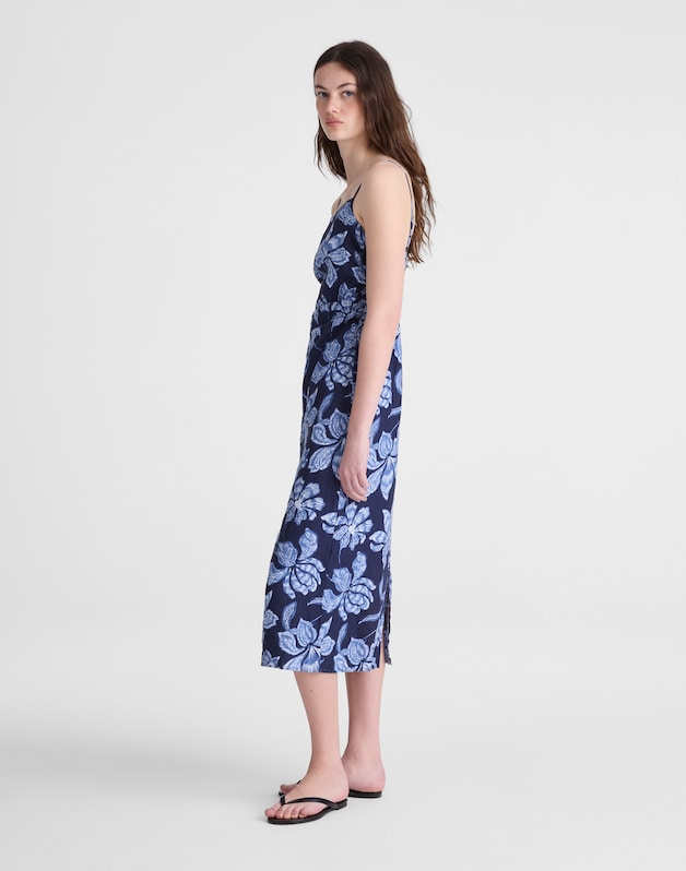 Ruched Squareneck Sleeveless Midi Dress CLASSIC INDIGO