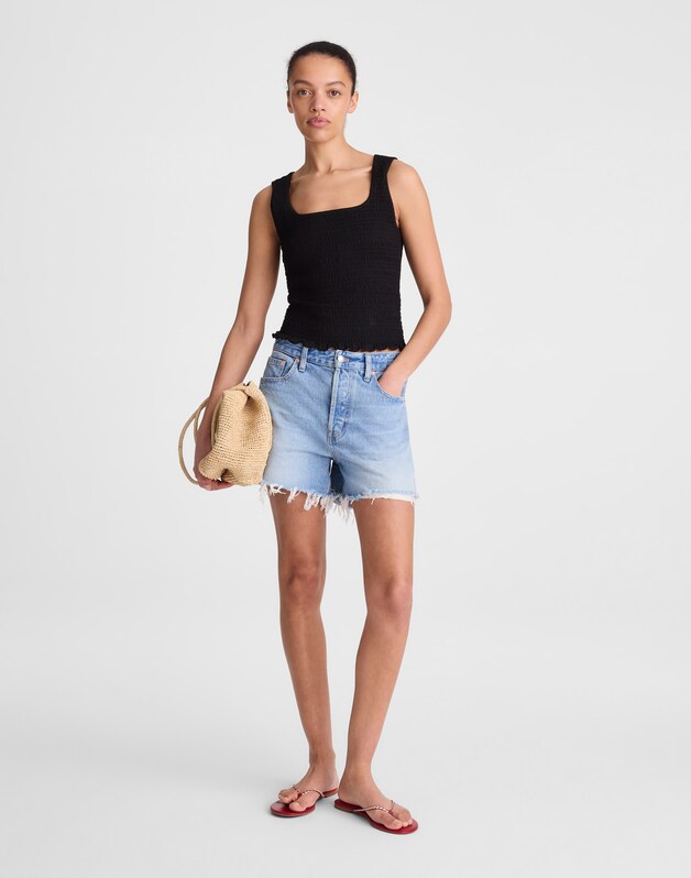 Smocked Scoopneck Tank JET BLACK