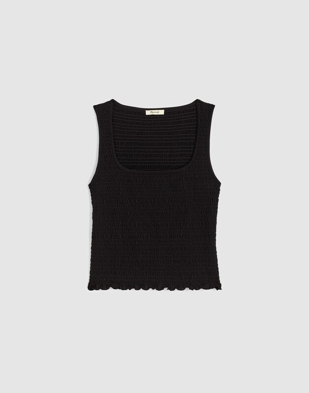 Smocked Scoopneck Tank JET BLACK