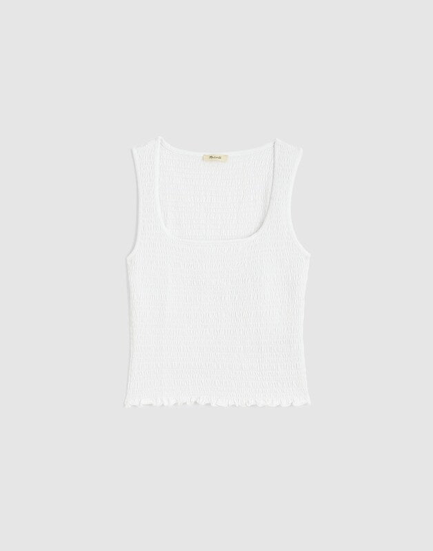 Smocked Scoopneck Tank WHITE