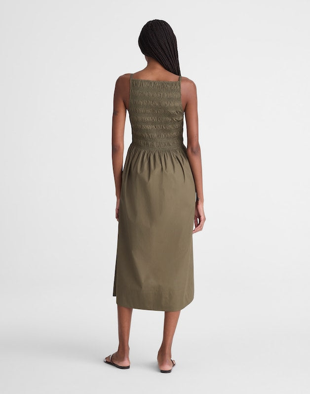 Smocked High-Neck Midi Dress FADED IVY