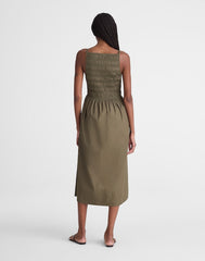 Smocked High-Neck Midi Dress FADED IVY