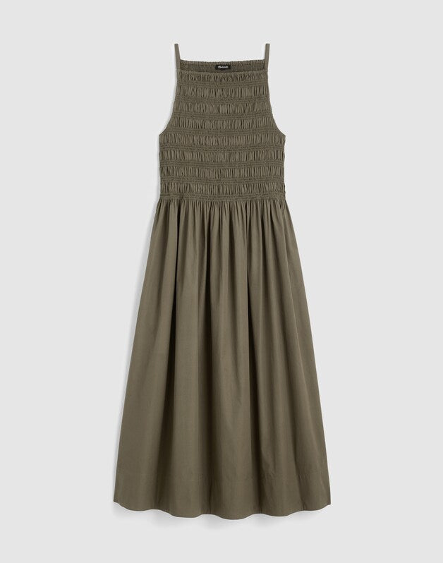 Smocked High-Neck Midi Dress FADED IVY
