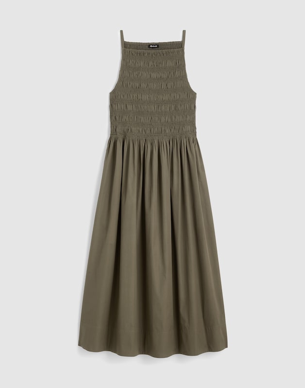 Smocked High-Neck Midi Dress FADED IVY