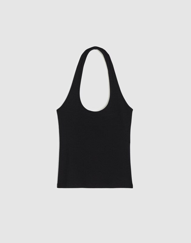The '90s Halter Top in Compact Cotton JET BLACK