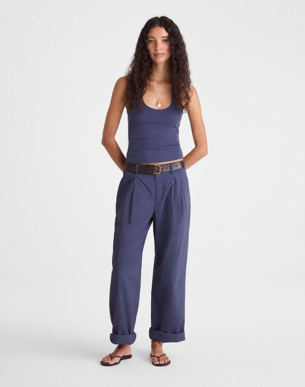 The '90s Halter Top in Compact Cotton PETROL NAVY