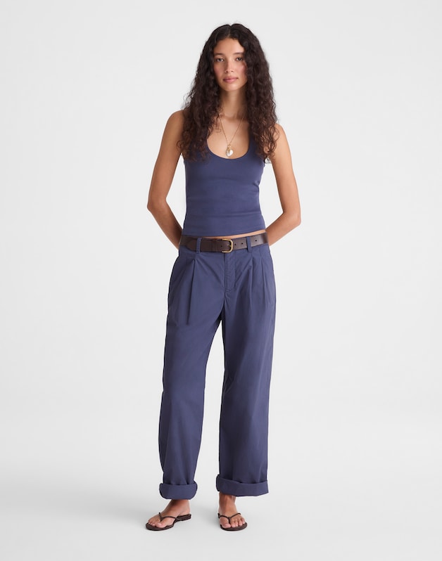 The '90s Halter Top in Compact Cotton PETROL NAVY