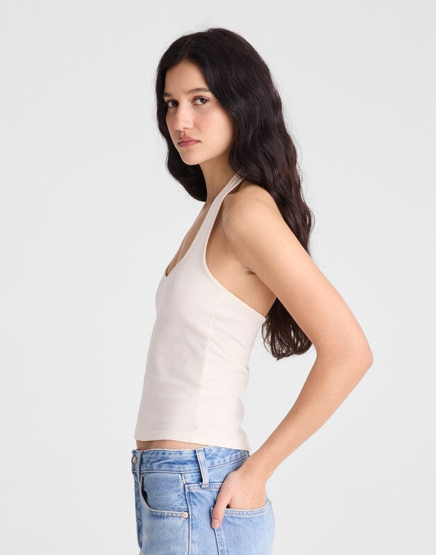 The '90s Halter Top in Compact Cotton VINTAGE IVORY