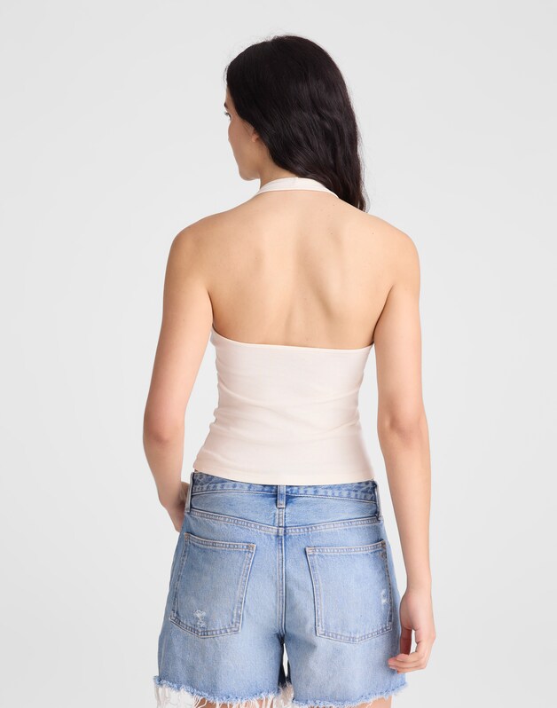 The '90s Halter Top in Compact Cotton VINTAGE IVORY