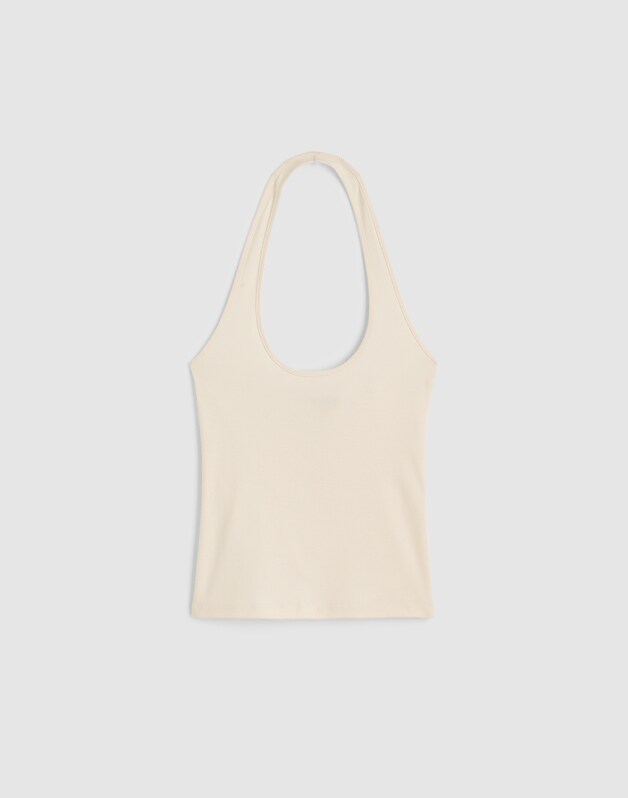 The '90s Halter Top in Compact Cotton VINTAGE IVORY