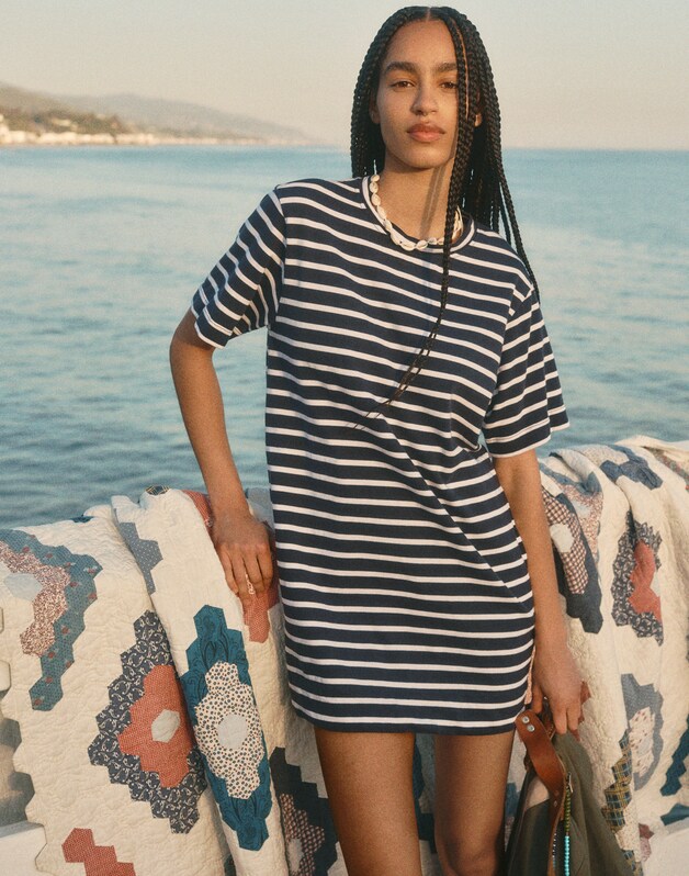 Crewneck Mini T-Shirt Dress NAVY