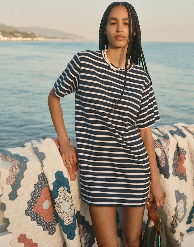 Crewneck Mini T-Shirt Dress NAVY